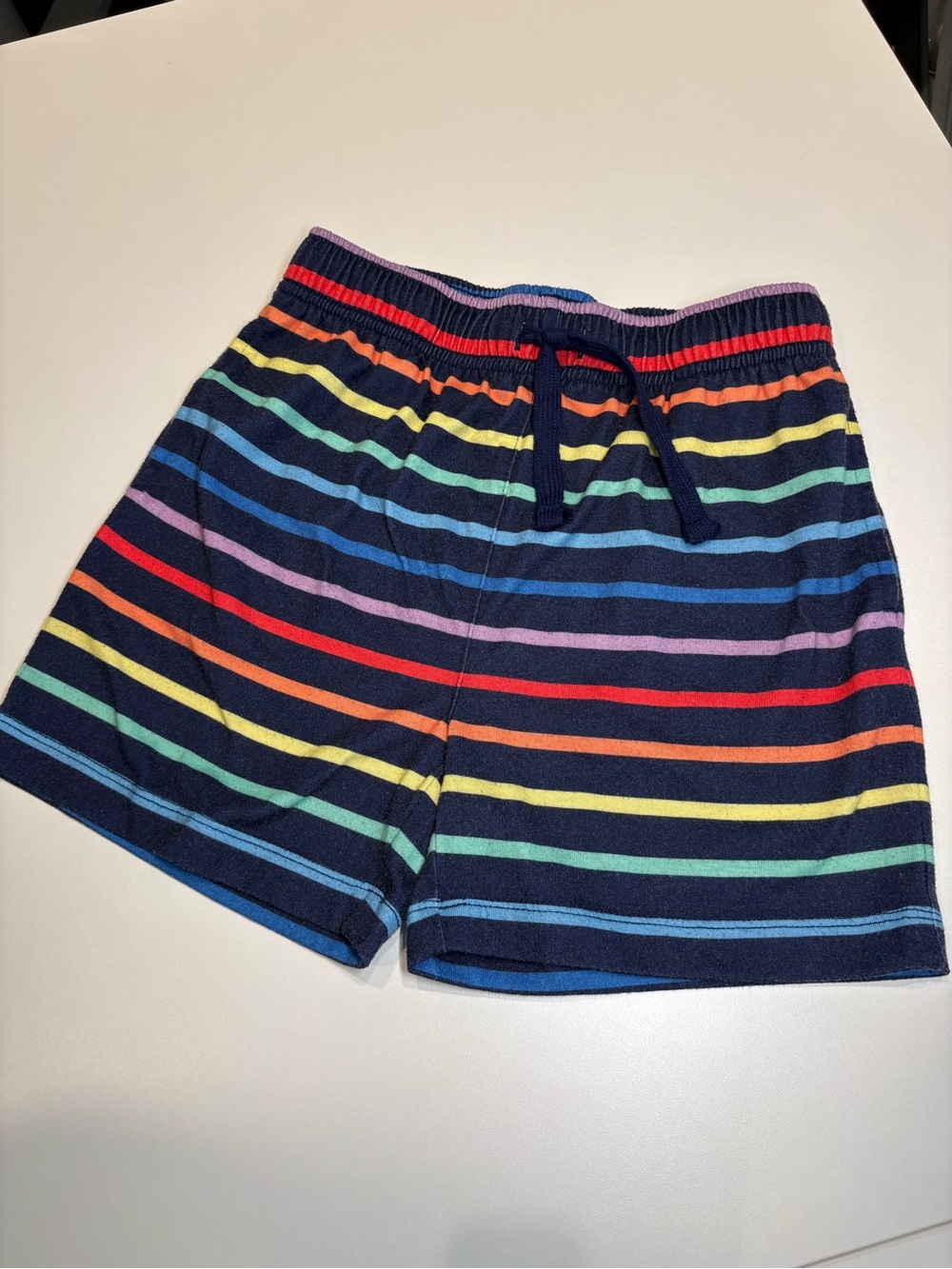 Primary Navy Rainbow Stripe Pajama Shorts